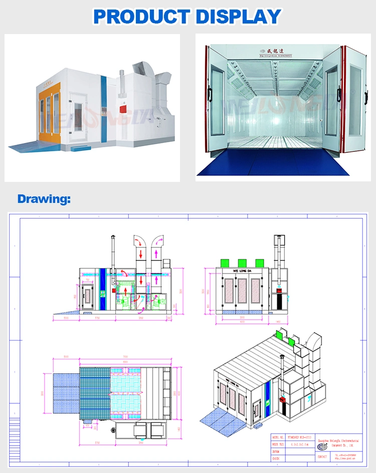 Wld9200 (CE) Quality Automotive Painting Powder Coating Machine Room Car Van Bus Truck Paint Box Spraying Cabin Chamber Cabinet Water Based Paint Spray Booth